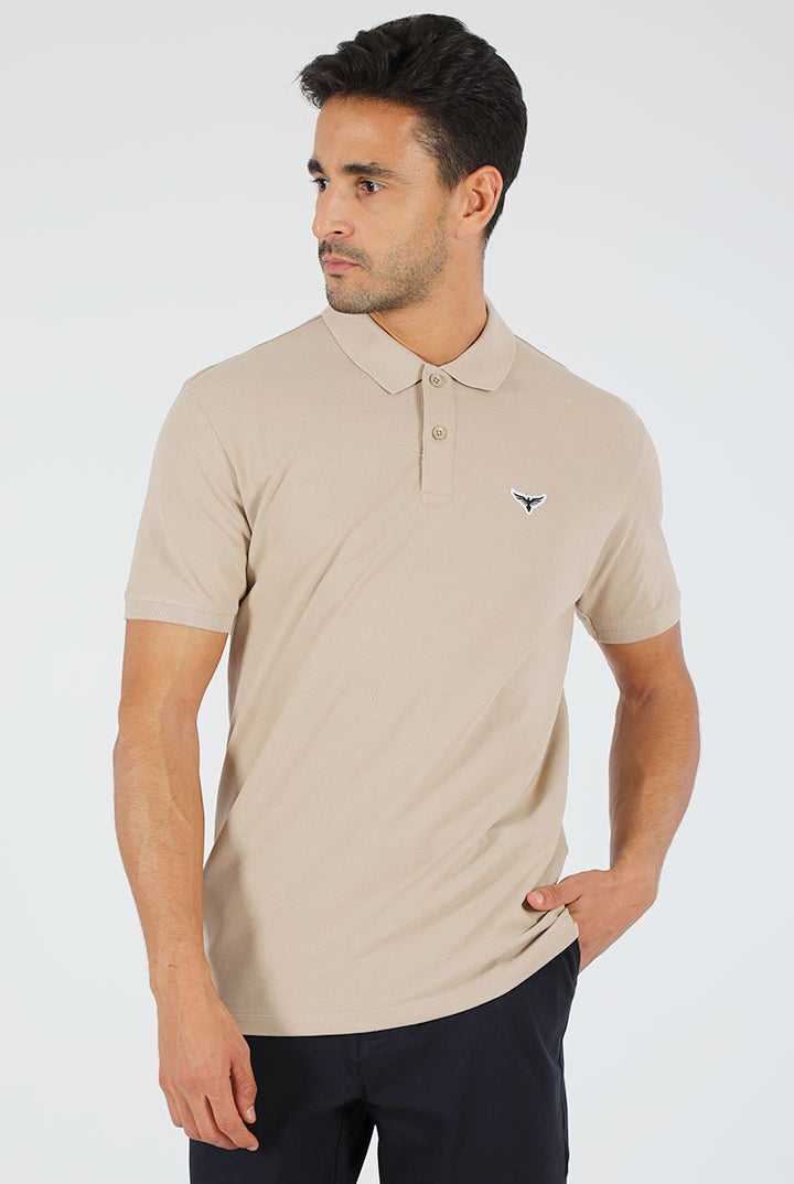 alt="Francisco Tolli beige slim solid t-shirt/polo front view"