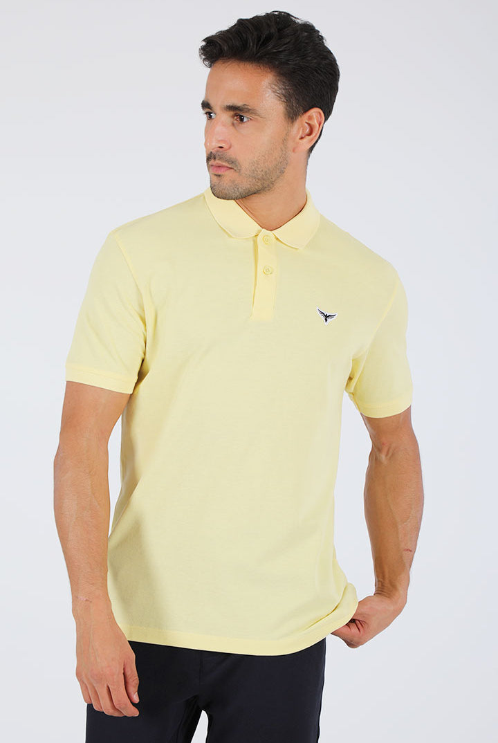 alt="Francisco Tolli lemon yellow slim solid t-shirt/polo front view"