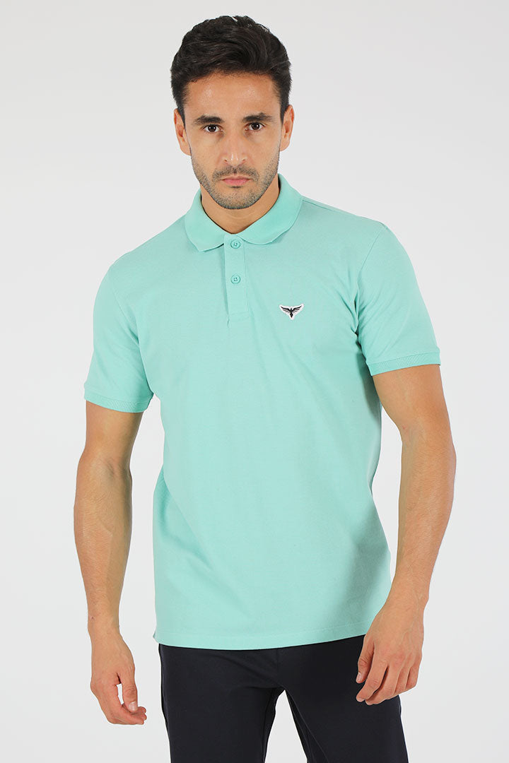 alt="Francisco Tolli light green slim solid t-shirt/polo front view"