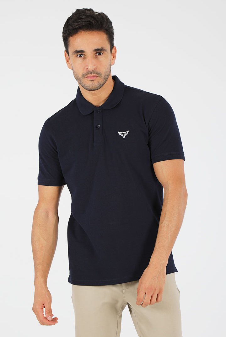 alt="Francisco Tolli navy slim solid t-shirt/polo front view"