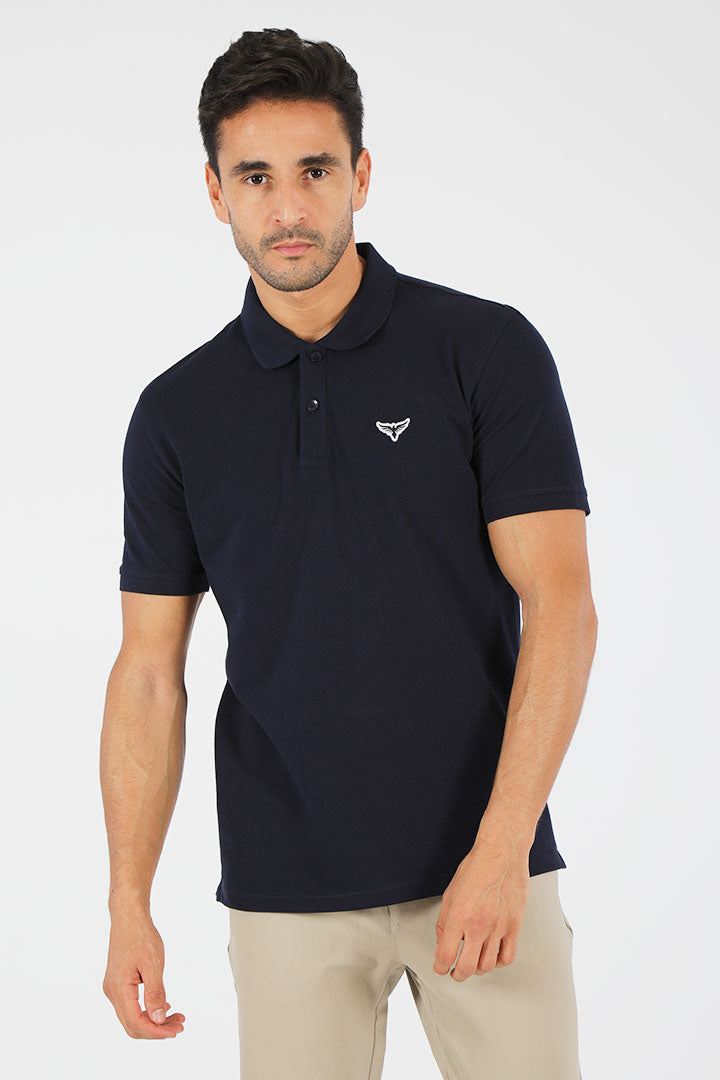 alt="Francisco Tolli navy slim solid t-shirt/polo front view"