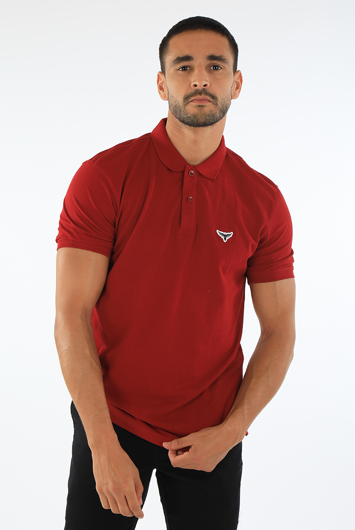 alt="Francisco Tolli dark red slim solid t-shirt/polo front view"