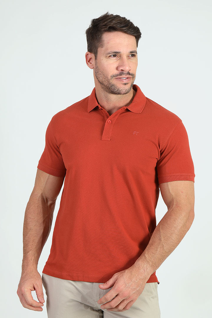 alt="Francisco Tolli light rust slim solid t-shirt/polo front view"