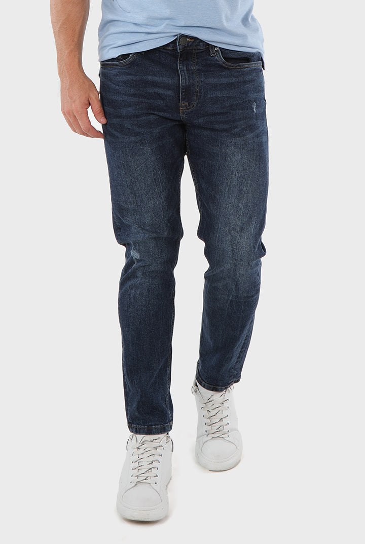 alt="Jack Morgan dark blue slim denim jeans front view"