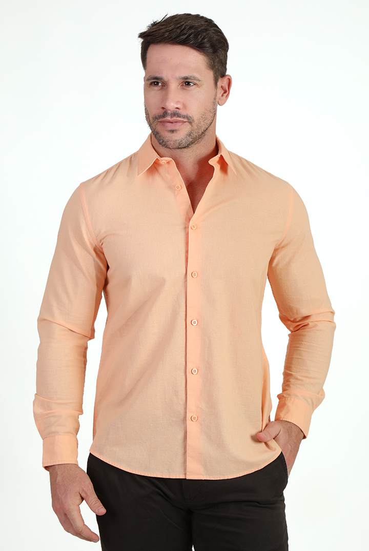 alt="Jack Morgan orange regular plain shirt front view"