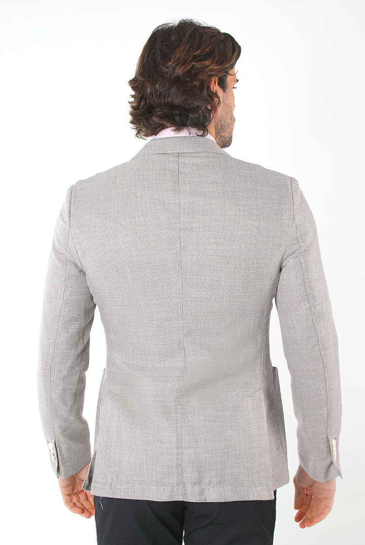 alt="Jack Morgan beige slim self design jacket back view"