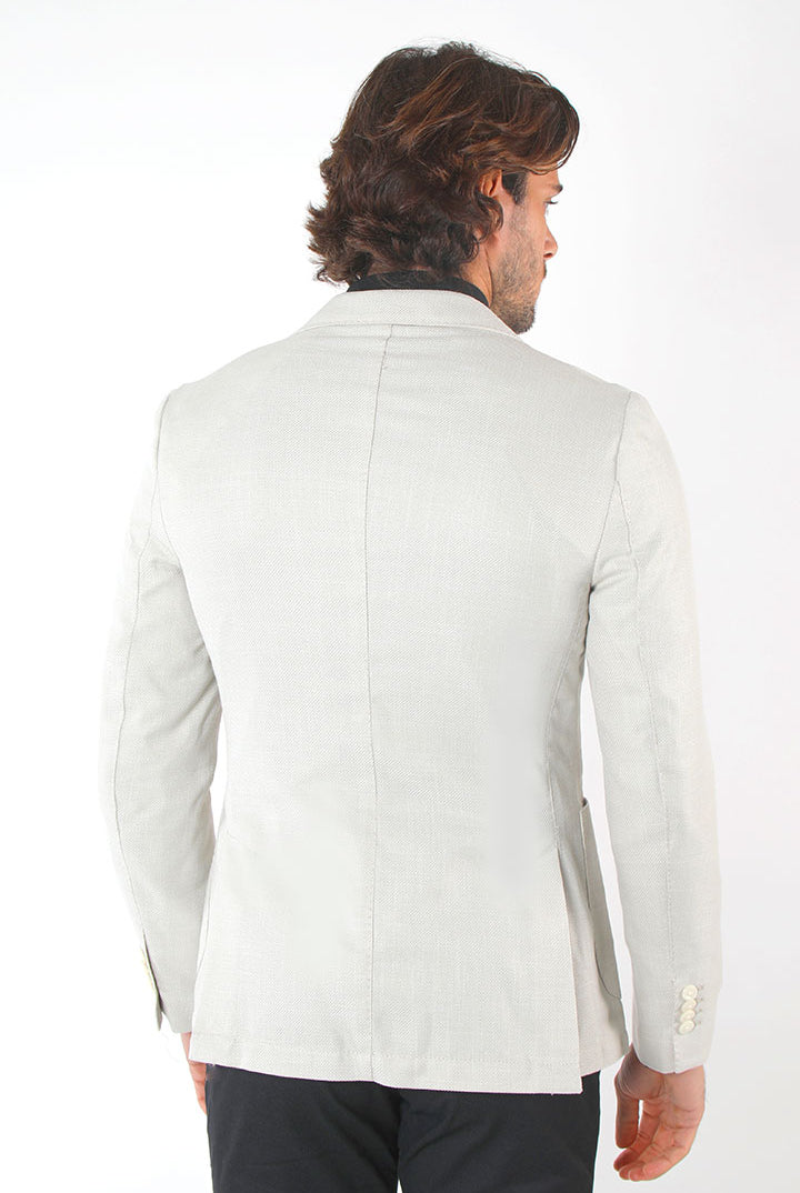 alt="Jack Morgan cream slim self design jacket back view"