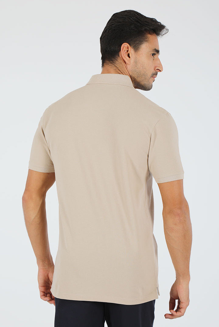 alt="Francisco Tolli beige slim solid t-shirt/polo back view"