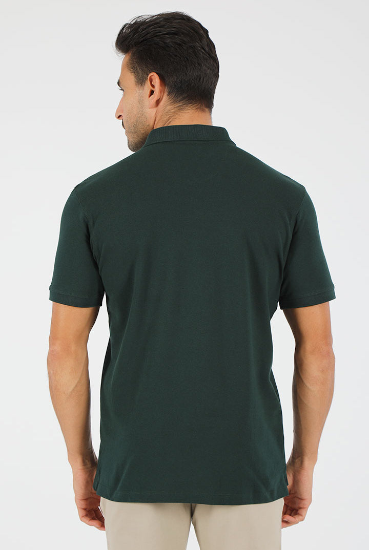 alt="Francisco Tolli dark green slim solid t-shirt/polo back view"