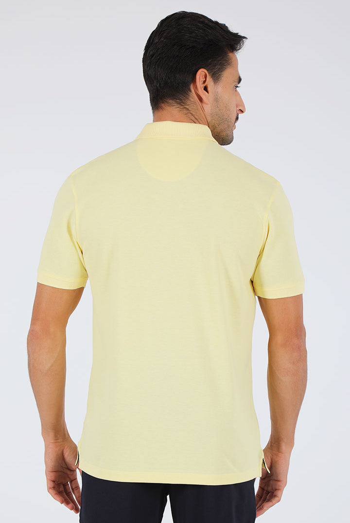 alt="Francisco Tolli lemon yellow slim solid t-shirt/polo back view"
