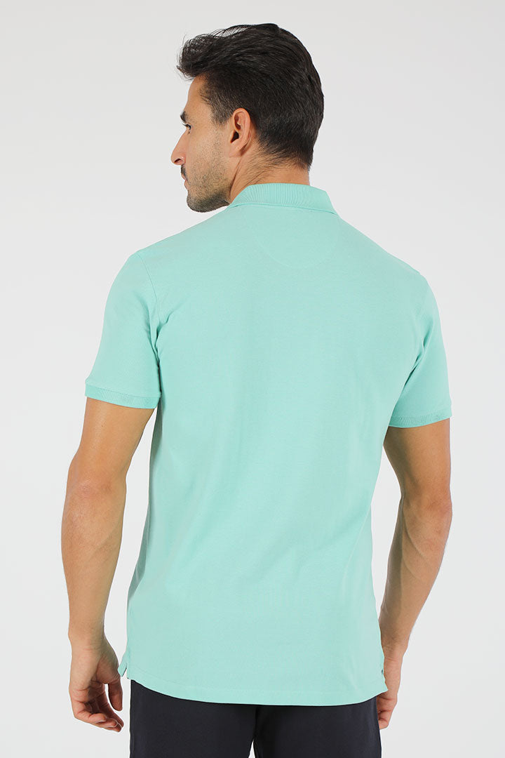 alt="Francisco Tolli light green slim solid t-shirt/polo back view"