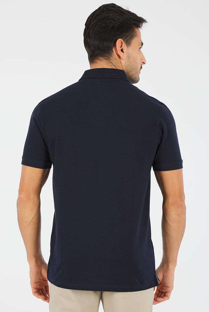 alt="Francisco Tolli navy slim solid t-shirt/polo back view"