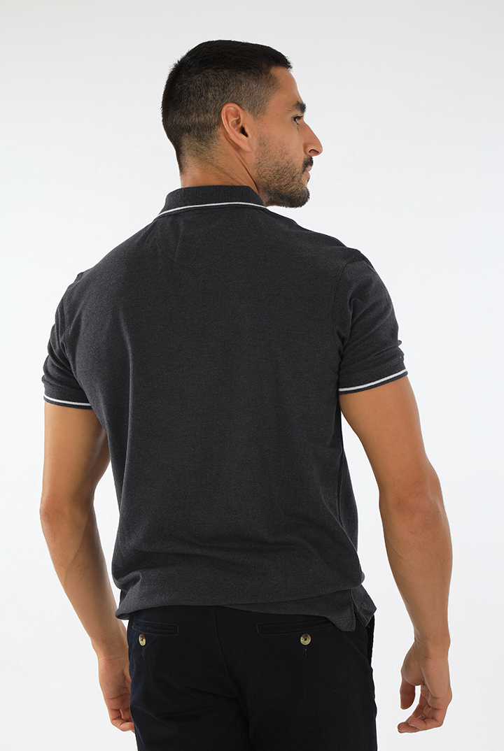 alt="Francisco Tolli black slim solid t-shirt/polo back view"