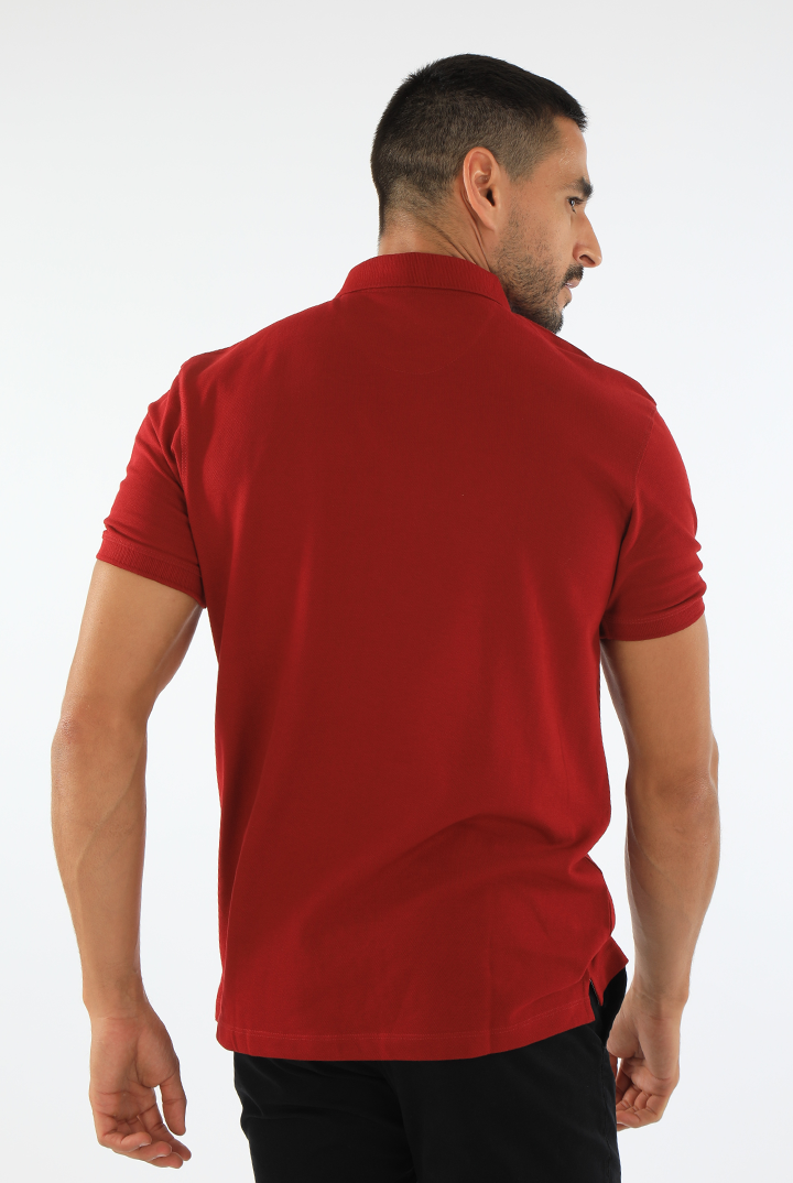 alt="Francisco Tolli dark red slim solid t-shirt/polo back view"