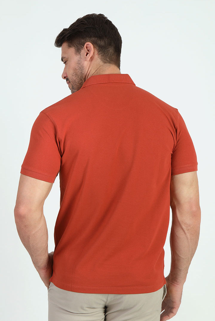 alt="Francisco Tolli light rust slim solid t-shirt/polo back view"