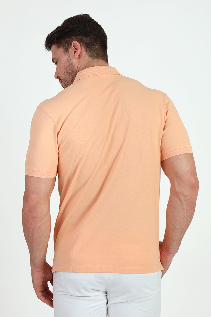 alt="Francisco Tolli peach fuzz slim solid t-shirt/polo back view"