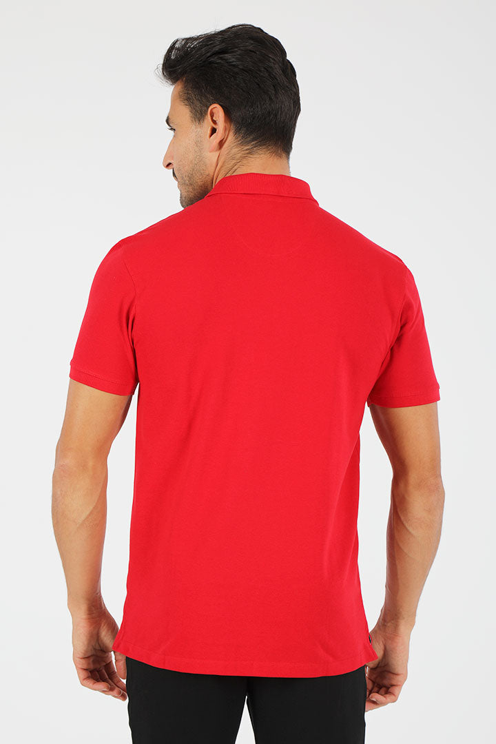 alt="Francisco Tolli red slim solid t-shirt/polo back view"