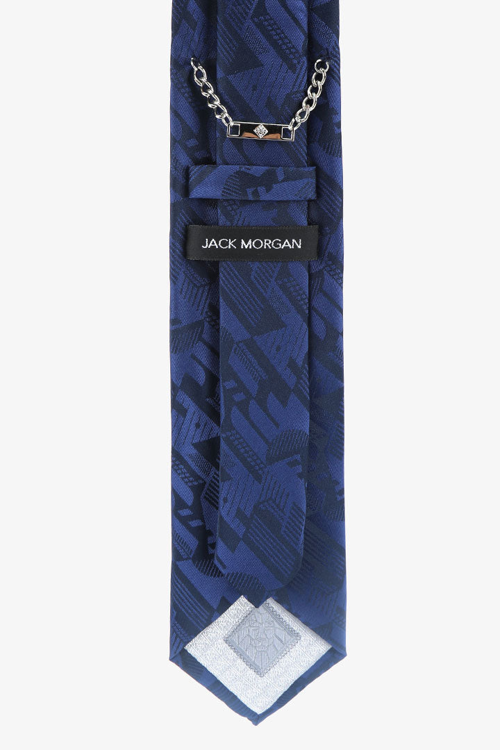 alt="JACK MORGAN classic designed blue tie men's accessories back view"