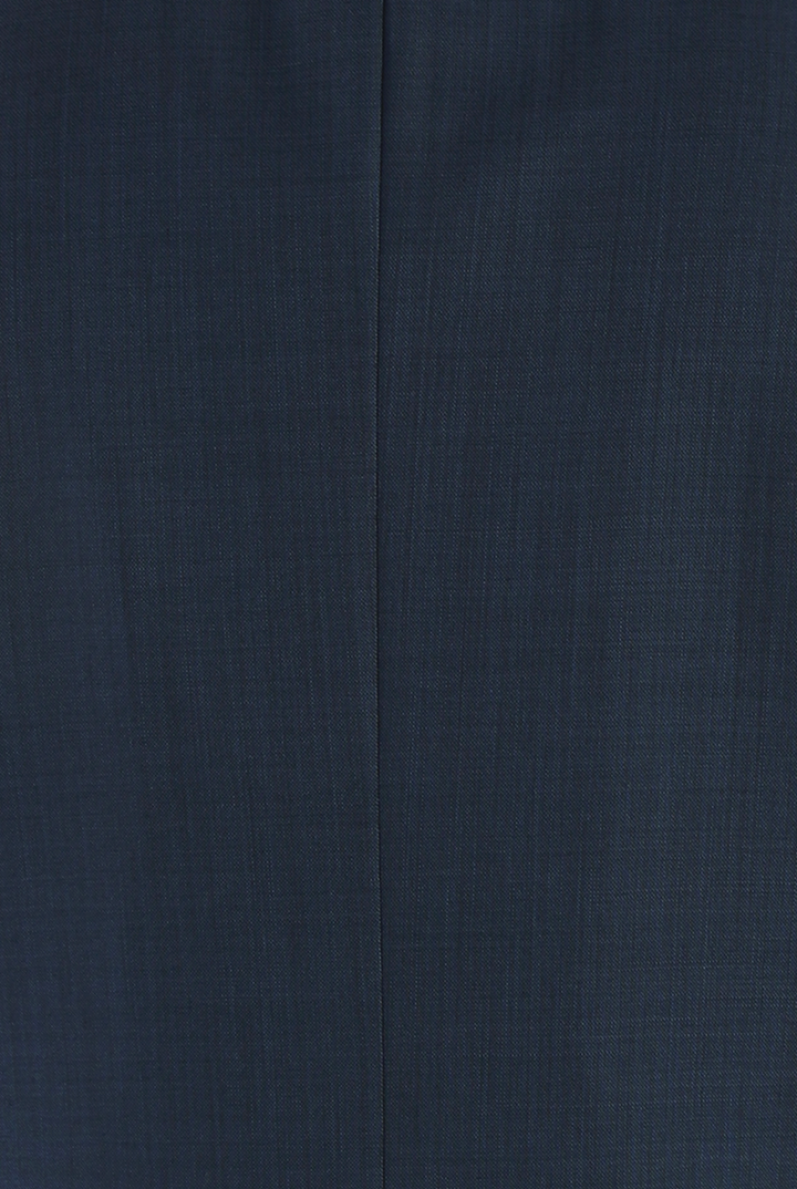 alt="DKS slim fresco suit formal 2 button 2 vent navy fabric detail view"