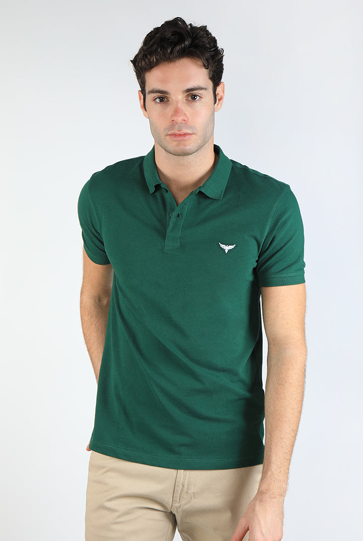 alt="Francisco Tolli green slim solid t-shirt/polo front view"