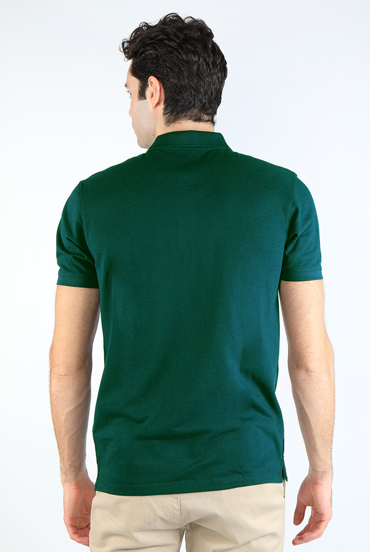 alt="Francisco Tolli green slim solid t-shirt/polo back view"