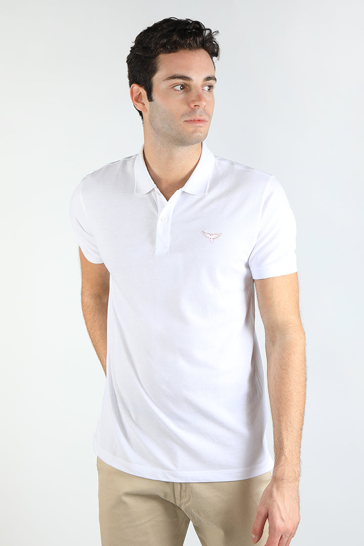 alt="Francisco Tolli white slim solid t-shirt/polo front view"