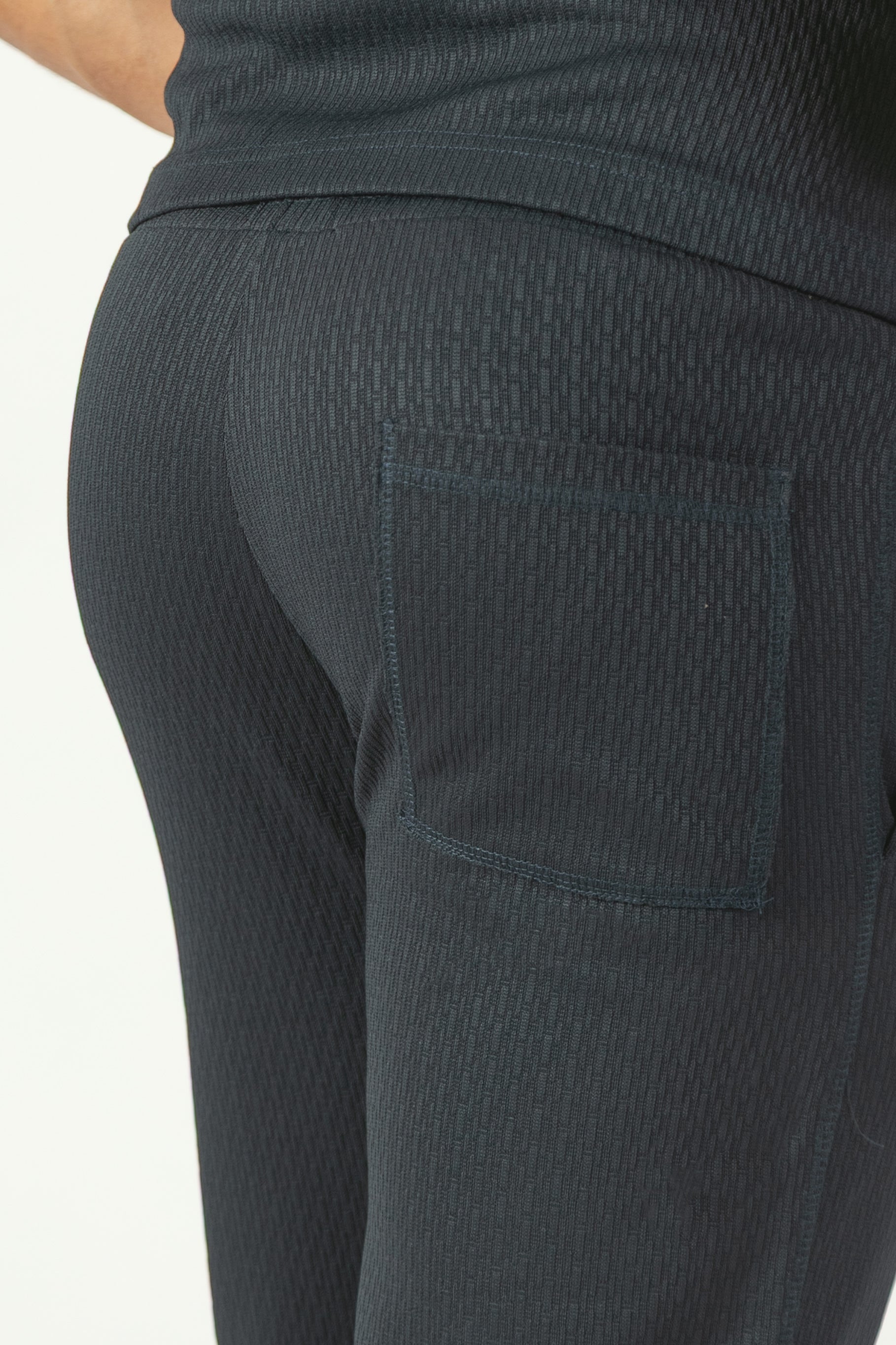 alt="Jack Morgan navy tailored knitted trouser casual co-ord pant with lace back view"