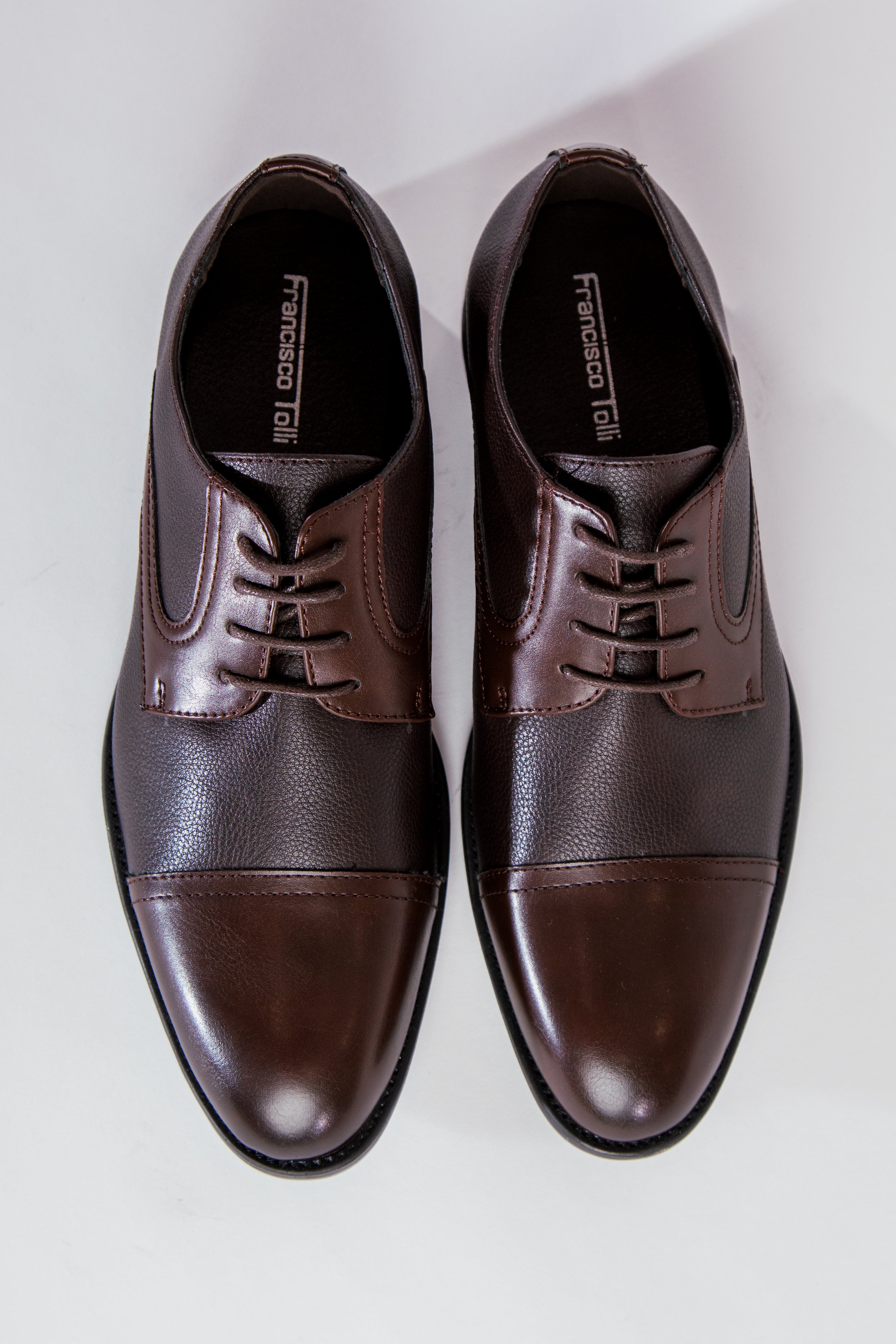 alt="FRANCISCO TOLLI regular lace up shoe formal brown top view"