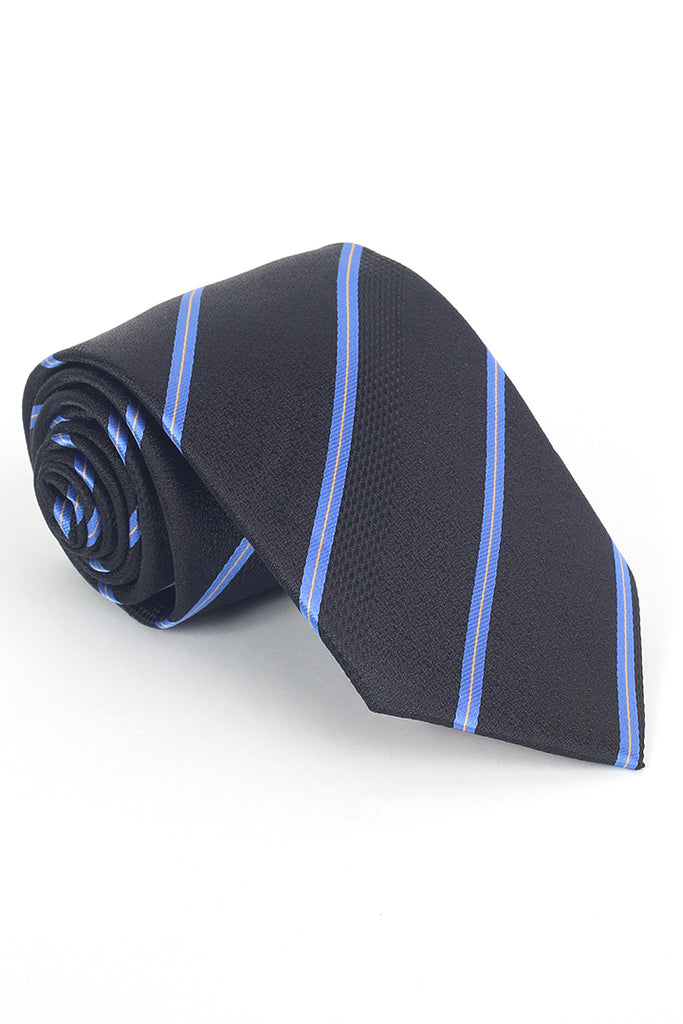 DKS signature slim tie with light blue stripe is one of the best collections. The DKS signature slim tie with light blue stripe goes well with a black suit. Check out the DKS signature slim tie with light blue strip online and in-store. 