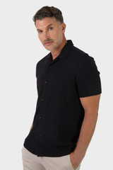 DKS TAILORED JACQUARD CASUAL HALF SLEEVE WITH LAPEL SHIRT CASUAL HALF SLEEVE