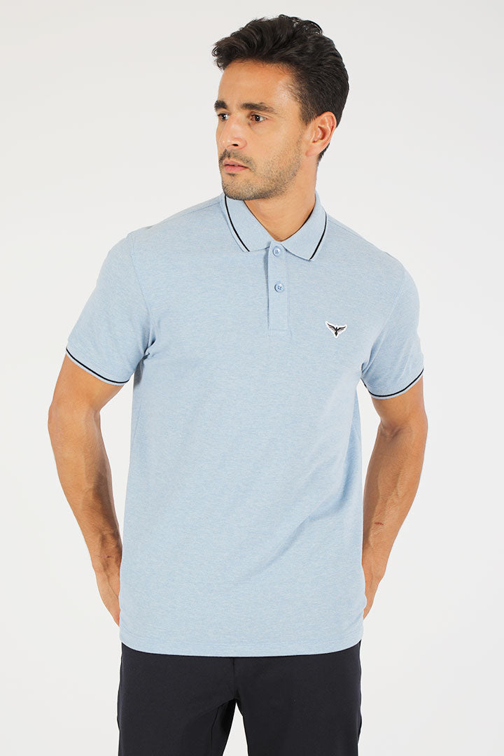 alt="Francisco Tolli light blue slim solid melange t-shirt/polo front view"