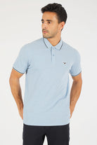 alt="Francisco Tolli light blue slim solid melange t-shirt/polo front view"