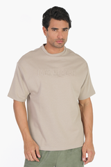 JACK MORGAN LOOSE FIT PLAIN EMBOSSED PRINT T-SHIRT/POLO ROUND NECK HALF SLEEVE