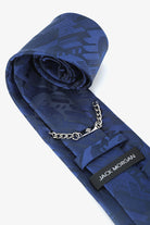 alt="JACK MORGAN classic designed blue tie men's accessories back close view"