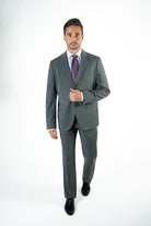 alt="FRANCISCO TOLLI regular solid suit formal 2 button 2 vent dark grey full view"