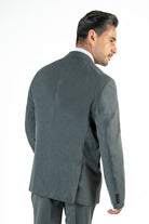 alt="FRANCISCO TOLLI regular solid suit formal 2 button 2 vent dark grey back view"