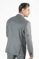 alt="FRANCISCO TOLLI regular solid suit formal 2 button 2 vent light grey back view"