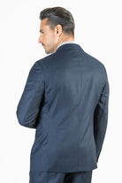 alt="FRANCISCO TOLLI regular solid suit formal 2 button 2 vent navy back view"