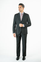 alt="FRANCISCO TOLLI regular solid suit formal 2 button 2 vent black full view"
