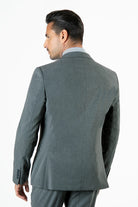 alt="FRANCISCO TOLLI slim solid suit formal 2 button 2 vent dark grey back view"
