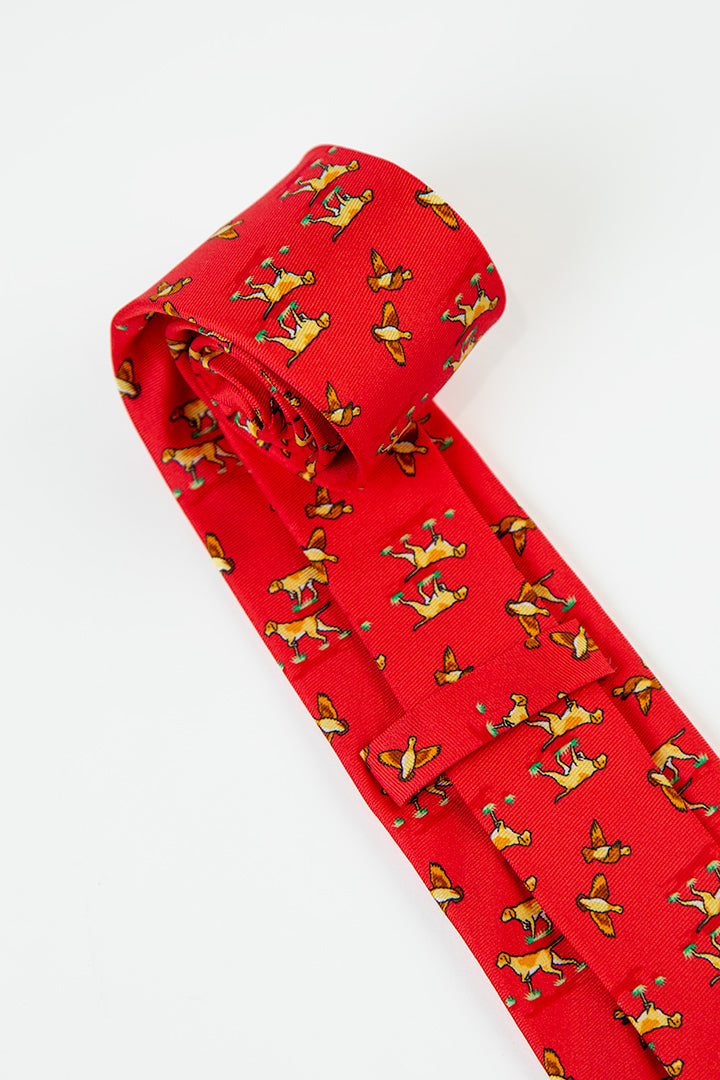 alt="BIRD DOG BAY slim printed tie formal close up view"
