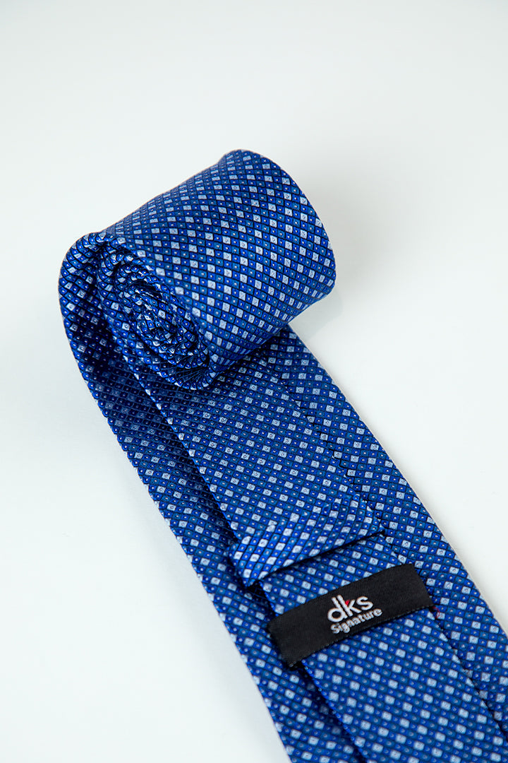 alt="DKS SIGNATURE classic neck tie formal close up view"