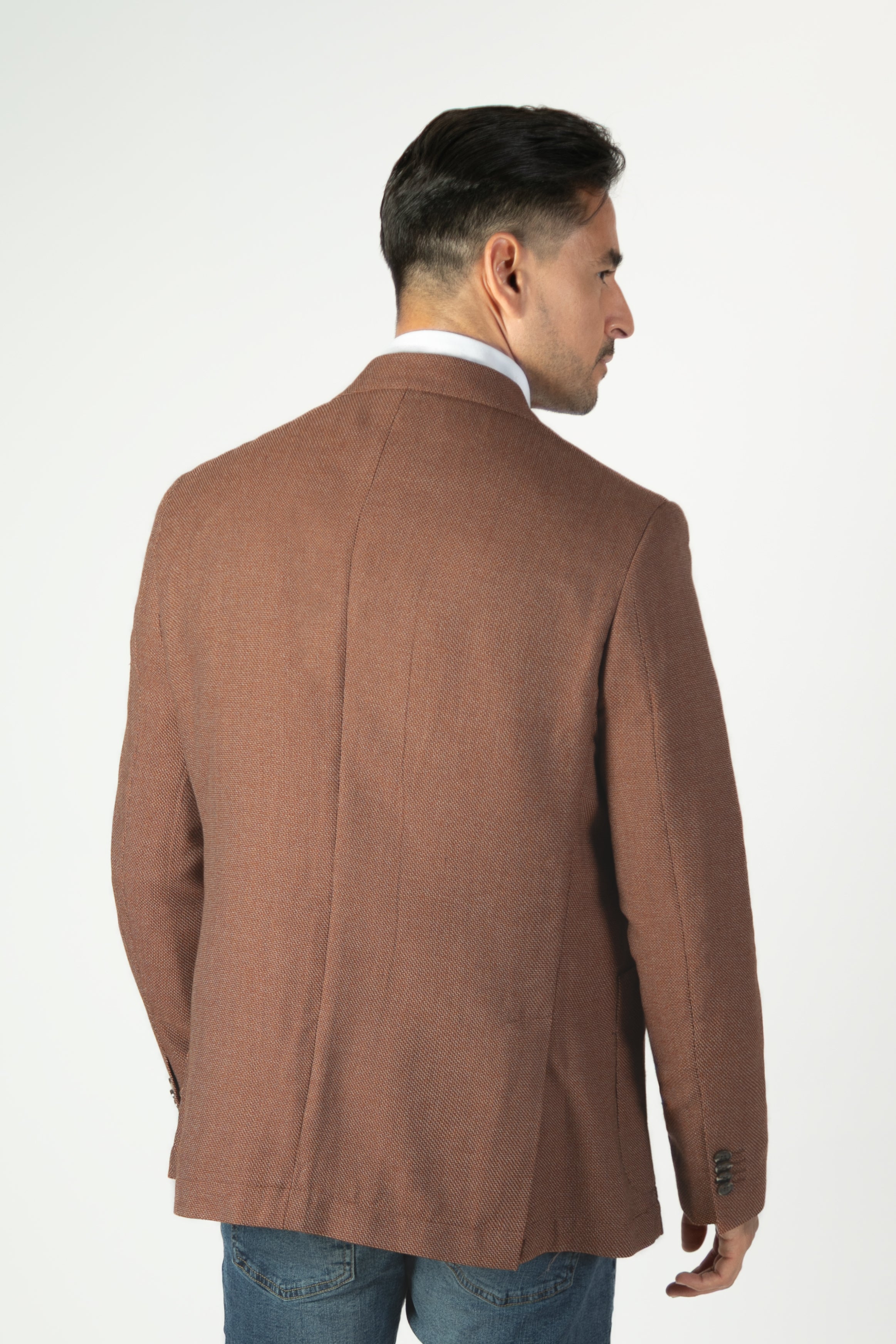 alt="Jack Morgan brick slim texture jacket casual back view"