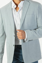 alt="MOSAIQUE slim texture jacket casual light grey front close view"