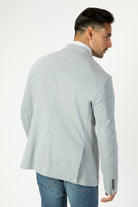 alt="MOSAIQUE slim texture jacket casual light grey back view"