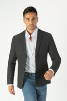 alt="MOSAIQUE slim texture jacket casual black front view"