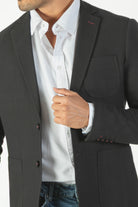 alt="MOSAIQUE slim texture jacket casual black front close view"