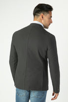alt="MOSAIQUE slim texture jacket casual black back view"