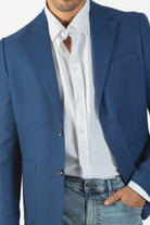 alt="Jack Morgan blue slim texture jacket casual close view"