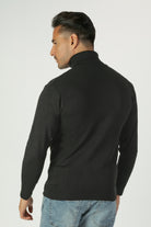 alt="JACK MORGAN tailored solid black pullover turtleneck full sleeve men's sweater back view"